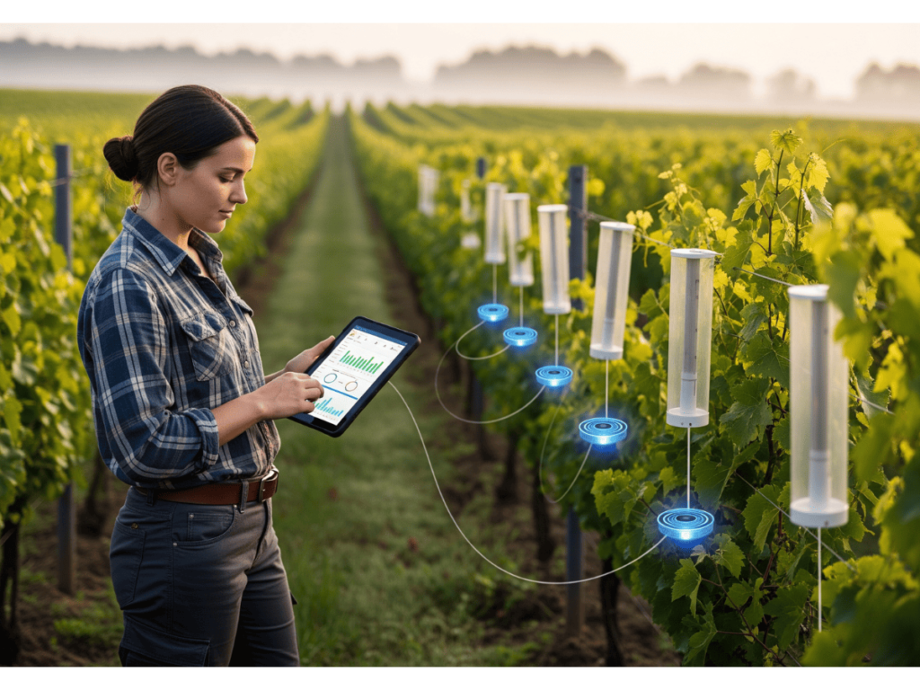 trampas de feromonas conectadas con tablet